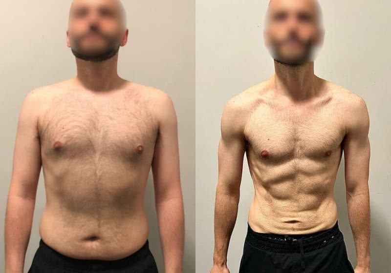 Client before and after transformation at The Cut Gym