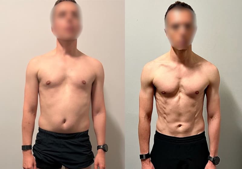 Client before and after transformation at The Cut Gym