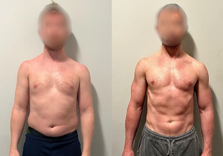 Client before and after transformation at The Cut Gym